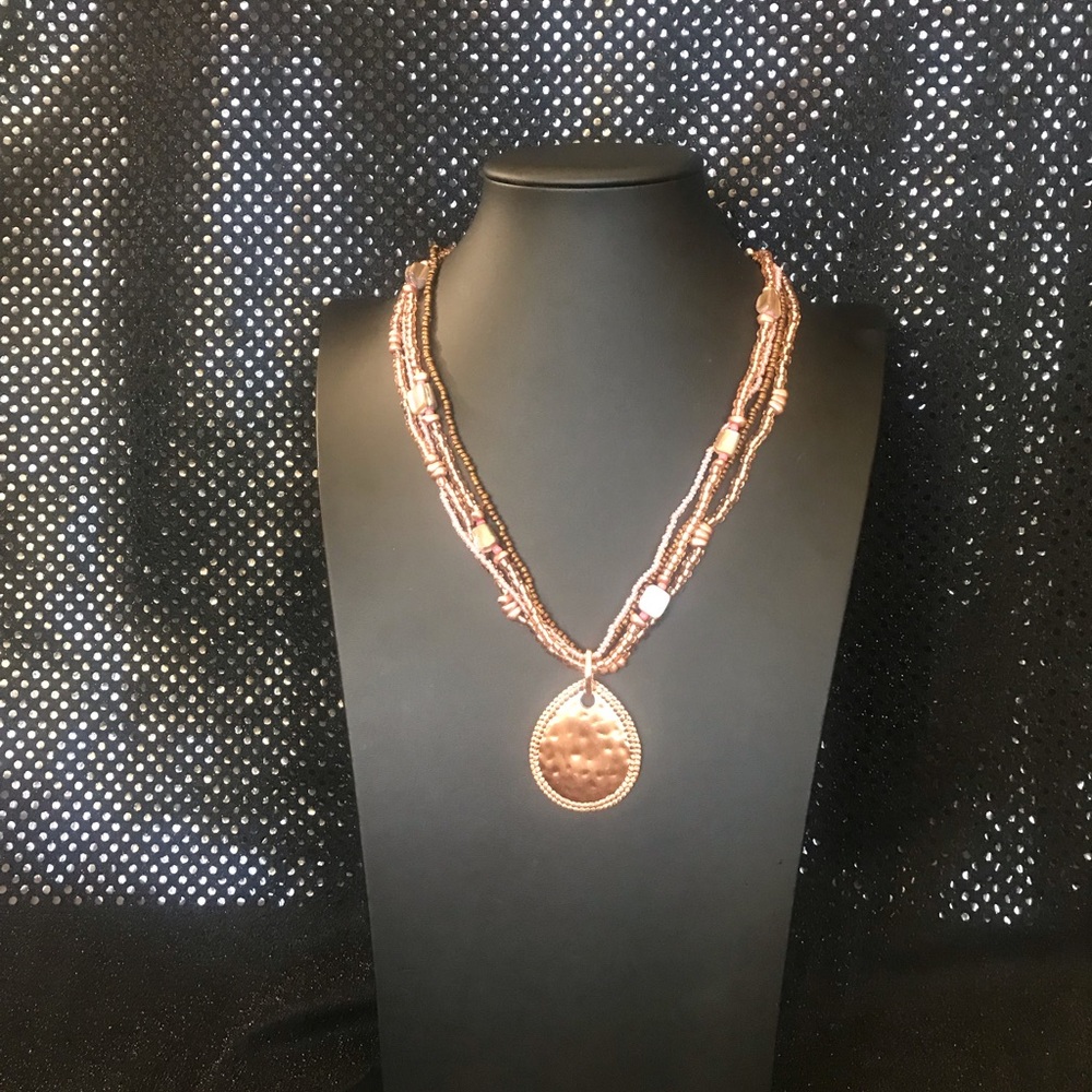 Copper, gold and pink necklace